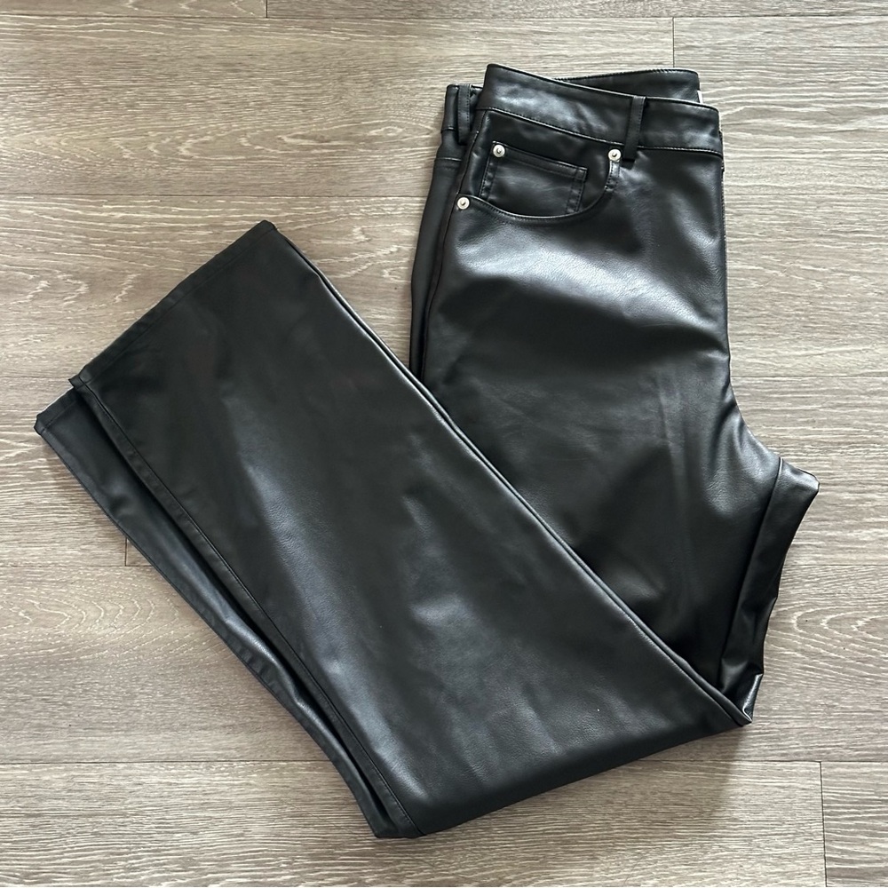 H&M | faux leather straight leg pants